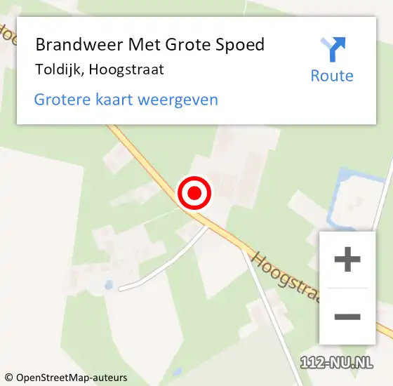 Locatie op kaart van de 112 melding: Brandweer Met Grote Spoed Naar Toldijk, Hoogstraat op 4 december 2022 10:02