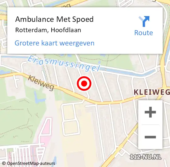 Locatie op kaart van de 112 melding: Ambulance Met Spoed Naar Rotterdam, Hoofdlaan op 4 december 2022 10:03