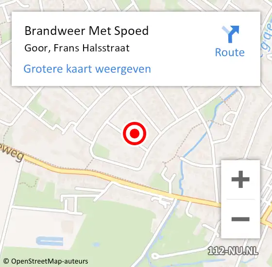 Locatie op kaart van de 112 melding: Brandweer Met Spoed Naar Goor, Frans Halsstraat op 4 december 2022 10:35