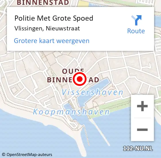 Locatie op kaart van de 112 melding: Politie Met Grote Spoed Naar Vlissingen, Nieuwstraat op 4 december 2022 10:53