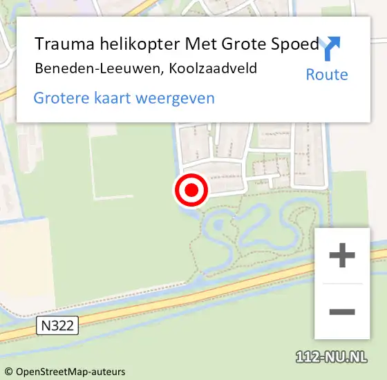 Locatie op kaart van de 112 melding: Trauma helikopter Met Grote Spoed Naar Beneden-Leeuwen, Koolzaadveld op 4 december 2022 11:11