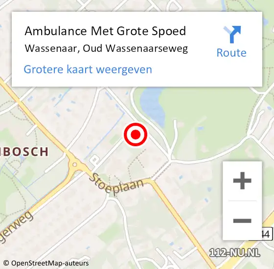 Locatie op kaart van de 112 melding: Ambulance Met Grote Spoed Naar Wassenaar, Oud Wassenaarseweg op 4 december 2022 11:24