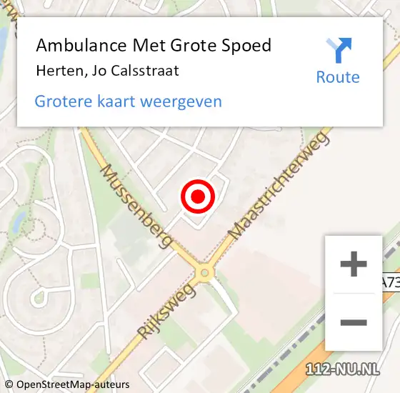 Locatie op kaart van de 112 melding: Ambulance Met Grote Spoed Naar Herten, Jo Calsstraat op 4 december 2022 11:32