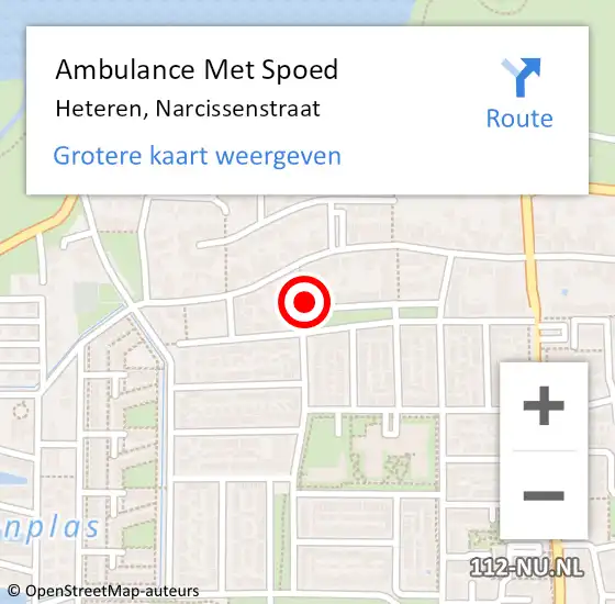 Locatie op kaart van de 112 melding: Ambulance Met Spoed Naar Heteren, Narcissenstraat op 4 december 2022 11:32