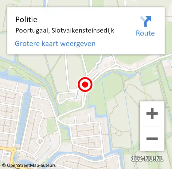 Locatie op kaart van de 112 melding: Politie Poortugaal, Slotvalkensteinsedijk op 4 december 2022 11:34