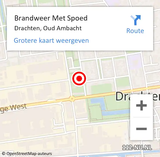 Locatie op kaart van de 112 melding: Brandweer Met Spoed Naar Drachten, Oud Ambacht op 4 december 2022 11:55