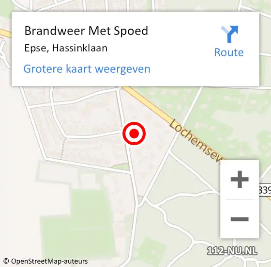 Locatie op kaart van de 112 melding: Brandweer Met Spoed Naar Epse, Hassinklaan op 4 december 2022 12:00