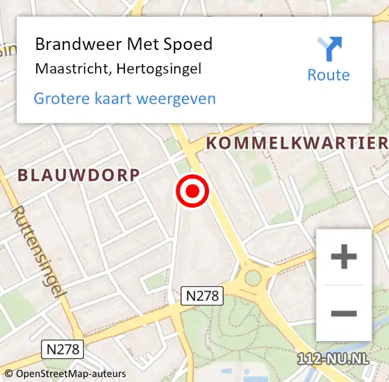 Locatie op kaart van de 112 melding: Brandweer Met Spoed Naar Maastricht, Hertogsingel op 4 december 2022 12:15