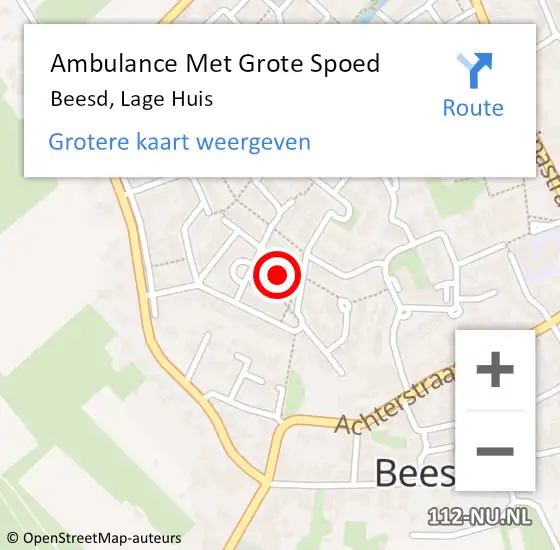 Locatie op kaart van de 112 melding: Ambulance Met Grote Spoed Naar Beesd, Lage Huis op 4 december 2022 13:13