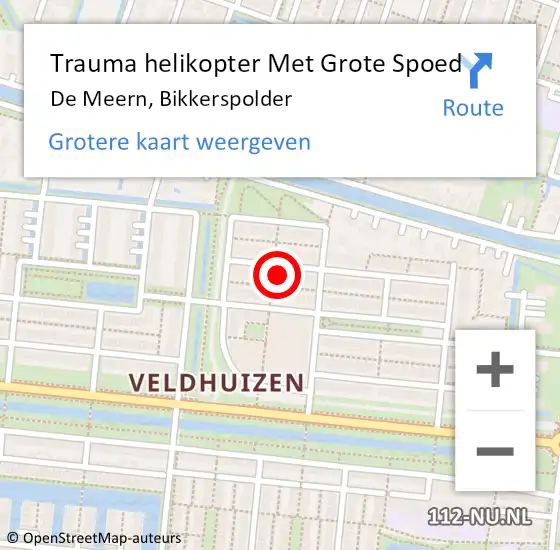 Locatie op kaart van de 112 melding: Trauma helikopter Met Grote Spoed Naar De Meern, Bikkerspolder op 4 december 2022 13:14
