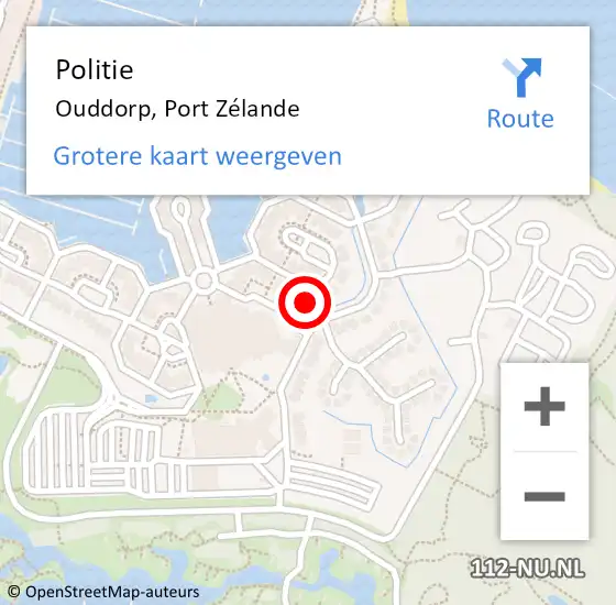 Locatie op kaart van de 112 melding: Politie Ouddorp, Port Zélande op 4 december 2022 13:19