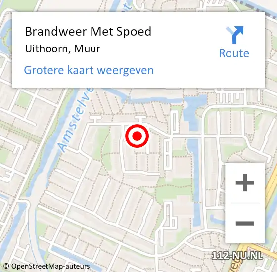Locatie op kaart van de 112 melding: Brandweer Met Spoed Naar Uithoorn, Muur op 4 december 2022 13:21