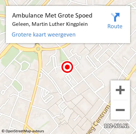 Locatie op kaart van de 112 melding: Ambulance Met Grote Spoed Naar Geleen, Martin Luther Kingplein op 4 december 2022 13:40