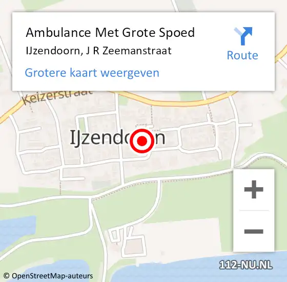 Locatie op kaart van de 112 melding: Ambulance Met Grote Spoed Naar IJzendoorn, J R Zeemanstraat op 4 december 2022 13:49