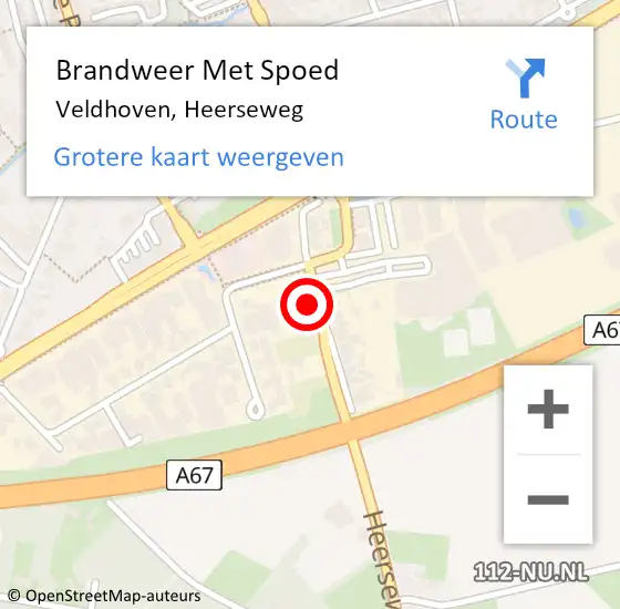 Locatie op kaart van de 112 melding: Brandweer Met Spoed Naar Veldhoven, Heerseweg op 4 december 2022 13:58