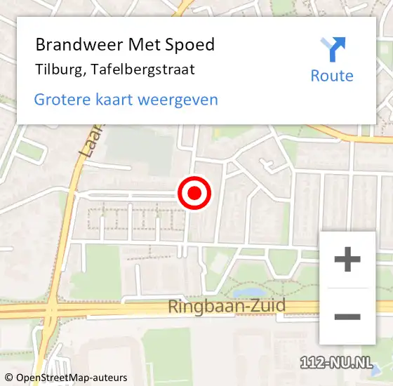 Locatie op kaart van de 112 melding: Brandweer Met Spoed Naar Tilburg, Tafelbergstraat op 4 december 2022 14:22