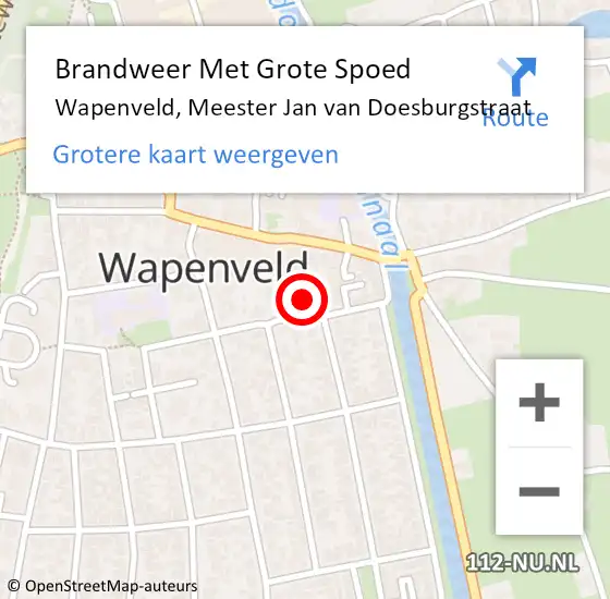 Locatie op kaart van de 112 melding: Brandweer Met Grote Spoed Naar Wapenveld, Meester Jan van Doesburgstraat op 4 december 2022 14:34