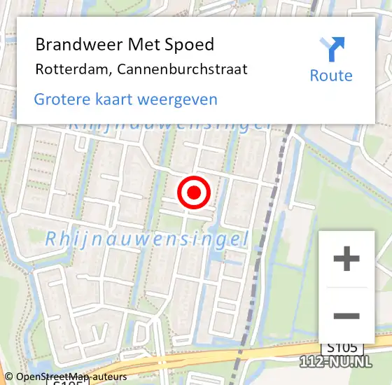 Locatie op kaart van de 112 melding: Brandweer Met Spoed Naar Rotterdam, Cannenburchstraat op 4 december 2022 14:43
