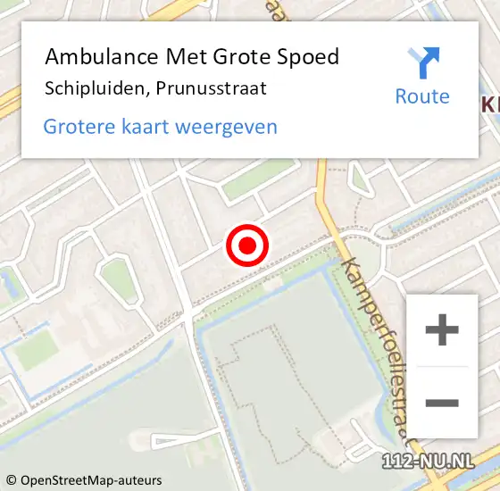 Locatie op kaart van de 112 melding: Ambulance Met Grote Spoed Naar Schipluiden, Prunusstraat op 4 december 2022 14:53