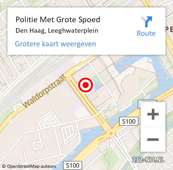 Locatie op kaart van de 112 melding: Politie Met Grote Spoed Naar Den Haag, Leeghwaterplein op 4 december 2022 15:03