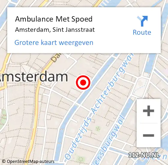 Locatie op kaart van de 112 melding: Ambulance Met Spoed Naar Amsterdam, Sint Jansstraat op 4 december 2022 15:07