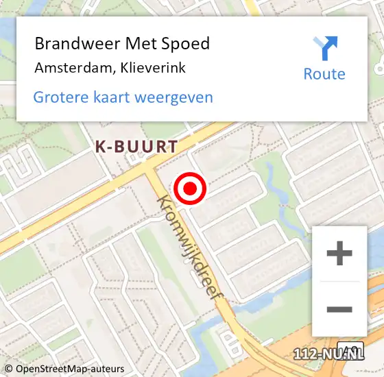 Locatie op kaart van de 112 melding: Brandweer Met Spoed Naar Amsterdam, Klieverink op 4 december 2022 15:15