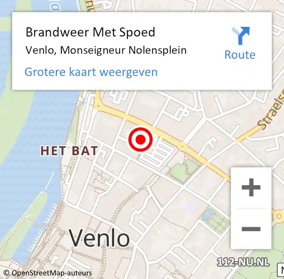 Locatie op kaart van de 112 melding: Brandweer Met Spoed Naar Venlo, Monseigneur Nolensplein op 4 december 2022 15:31