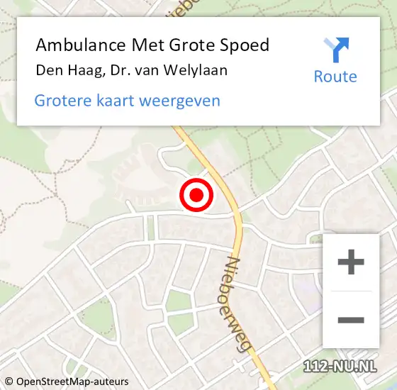 Locatie op kaart van de 112 melding: Ambulance Met Grote Spoed Naar Den Haag, Dr. van Welylaan op 4 december 2022 15:43