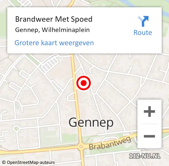 Locatie op kaart van de 112 melding: Brandweer Met Spoed Naar Gennep, Wilhelminaplein op 4 december 2022 16:04