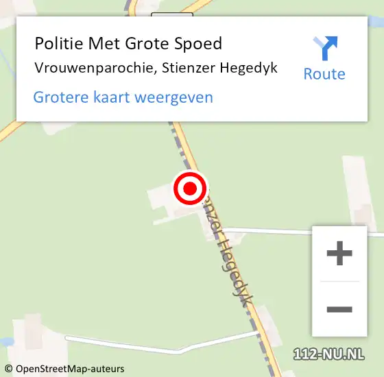 Locatie op kaart van de 112 melding: Politie Met Grote Spoed Naar Vrouwenparochie, Stienzer Hegedyk op 4 december 2022 16:06