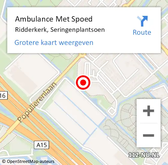 Locatie op kaart van de 112 melding: Ambulance Met Spoed Naar Ridderkerk, Seringenplantsoen op 4 december 2022 16:06