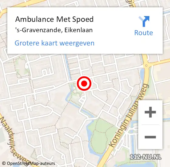 Locatie op kaart van de 112 melding: Ambulance Met Spoed Naar 's-Gravenzande, Eikenlaan op 4 december 2022 16:06