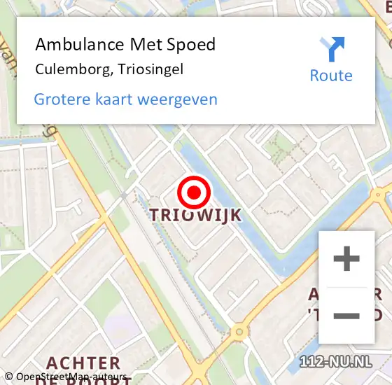 Locatie op kaart van de 112 melding: Ambulance Met Spoed Naar Culemborg, Triosingel op 4 december 2022 16:07