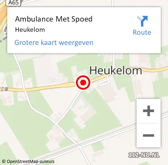Locatie op kaart van de 112 melding: Ambulance Met Spoed Naar Heukelom op 4 december 2022 16:10