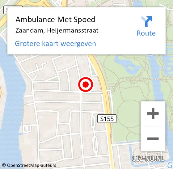Locatie op kaart van de 112 melding: Ambulance Met Spoed Naar Zaandam, Heijermansstraat op 4 december 2022 16:10