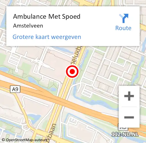 Locatie op kaart van de 112 melding: Ambulance Met Spoed Naar Amstelveen op 4 december 2022 16:14