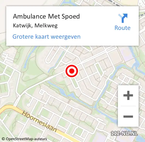 Locatie op kaart van de 112 melding: Ambulance Met Spoed Naar Katwijk, Melkweg op 4 december 2022 16:14