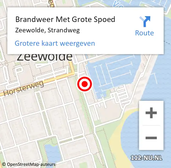 Locatie op kaart van de 112 melding: Brandweer Met Grote Spoed Naar Zeewolde, Strandweg op 4 december 2022 16:16