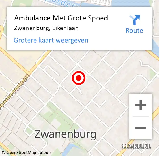 Locatie op kaart van de 112 melding: Ambulance Met Grote Spoed Naar Zwanenburg, Eikenlaan op 4 december 2022 16:28