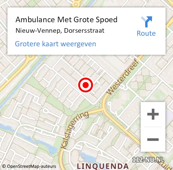 Locatie op kaart van de 112 melding: Ambulance Met Grote Spoed Naar Nieuw-Vennep, Dorsersstraat op 4 december 2022 16:29