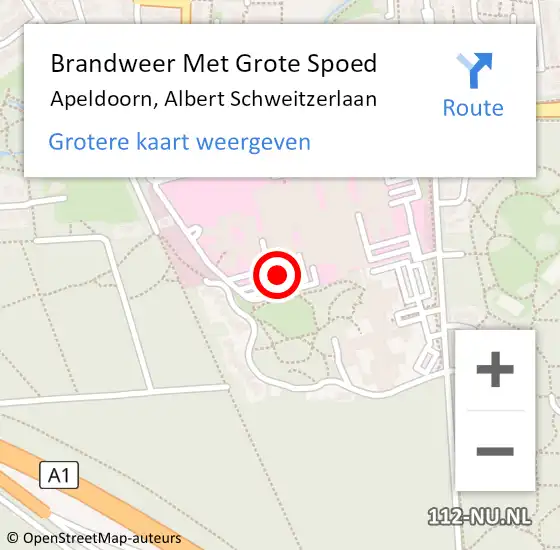 Locatie op kaart van de 112 melding: Brandweer Met Grote Spoed Naar Apeldoorn, Albert Schweitzerlaan op 4 december 2022 16:35