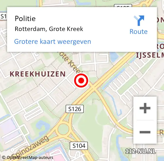 Locatie op kaart van de 112 melding: Politie Rotterdam, Grote Kreek op 4 december 2022 16:40