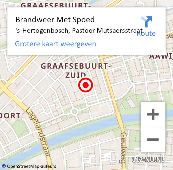 Locatie op kaart van de 112 melding: Brandweer Met Spoed Naar 's-Hertogenbosch, Pastoor Mutsaersstraat op 4 december 2022 16:41