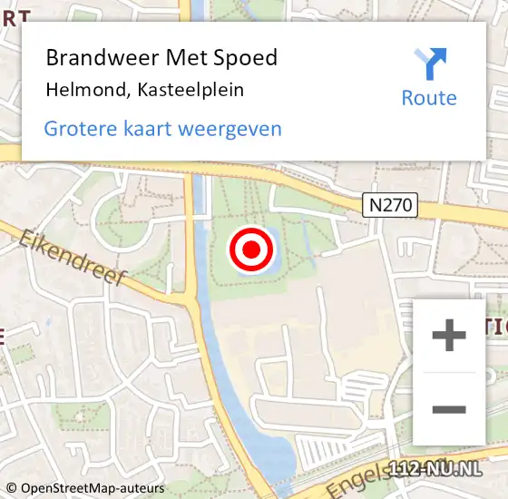 Locatie op kaart van de 112 melding: Brandweer Met Spoed Naar Helmond, Kasteelplein op 4 december 2022 16:42