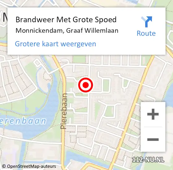 Locatie op kaart van de 112 melding: Brandweer Met Grote Spoed Naar Monnickendam, Graaf Willemlaan op 4 december 2022 16:54