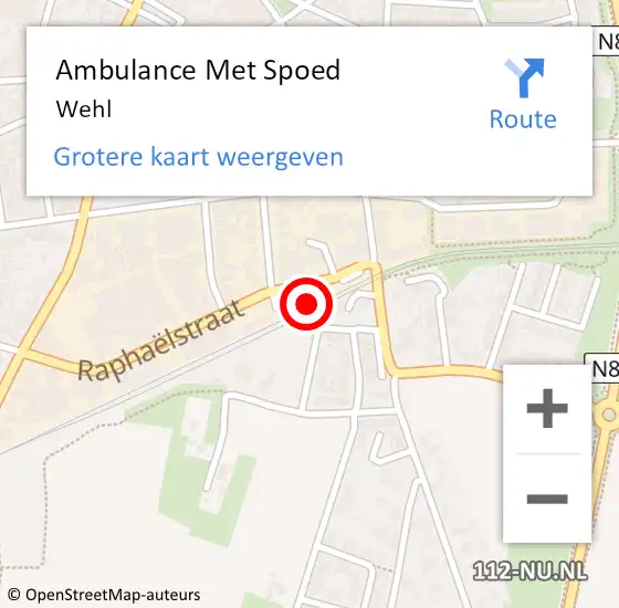 Locatie op kaart van de 112 melding: Ambulance Met Spoed Naar Wehl op 4 december 2022 16:58