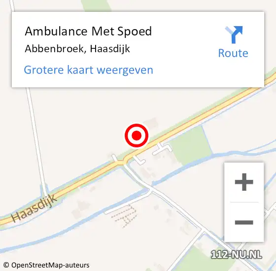 Locatie op kaart van de 112 melding: Ambulance Met Spoed Naar Abbenbroek, Haasdijk op 4 december 2022 17:00