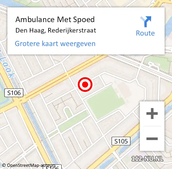 Locatie op kaart van de 112 melding: Ambulance Met Spoed Naar Den Haag, Rederijkerstraat op 4 december 2022 17:01