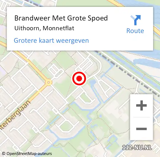 Locatie op kaart van de 112 melding: Brandweer Met Grote Spoed Naar Uithoorn, Monnetflat op 4 december 2022 17:09