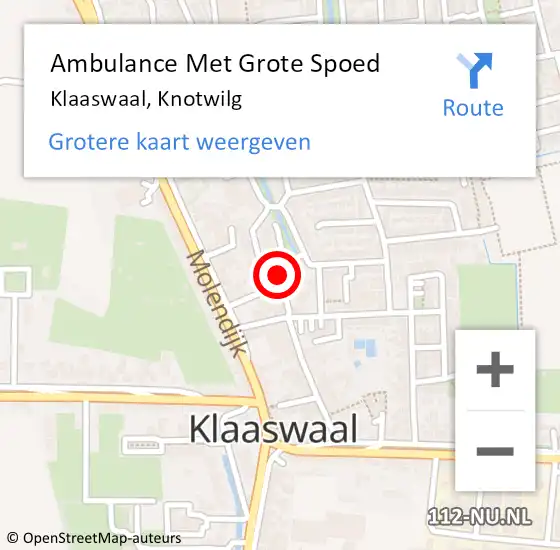 Locatie op kaart van de 112 melding: Ambulance Met Grote Spoed Naar Klaaswaal, Knotwilg op 4 december 2022 17:20